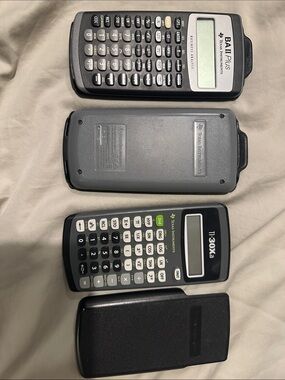 Texas Instruments Scientific Calculators in Gray and Black with Green Accent